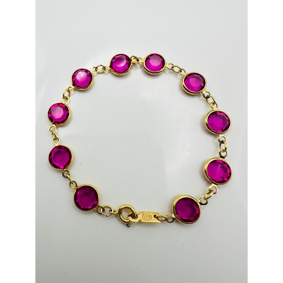 Vintage signed Swarovski swan bezel set pink Bracelet 7.25” - Picture 1 of 5